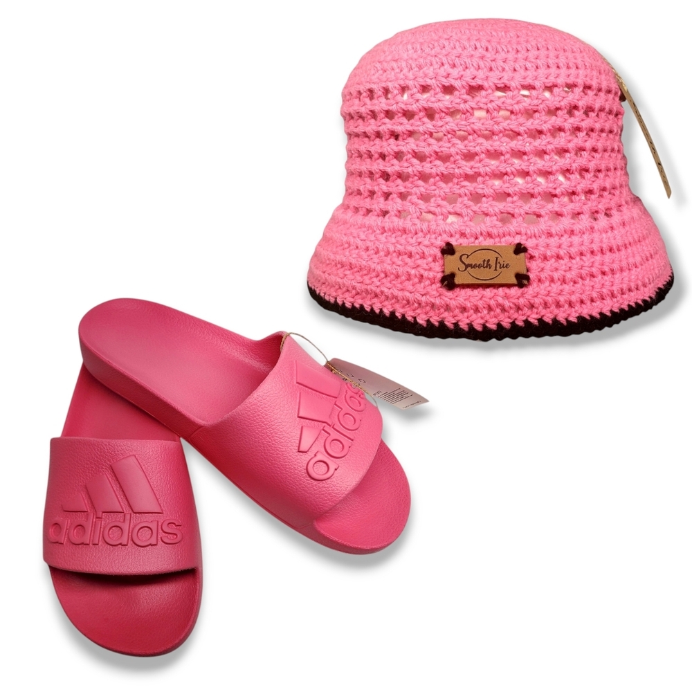 Smooth Irie- Mesh Bucket Hat- Pink Panther & Adidas Adilette Pink Fusion